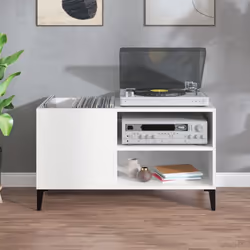 vidaXL Record Cabinet Office Vinyl Storage Cabinet Sideboard Engineered Wood - high gloss white, 84.5 x 38 x 48 cm - Additional view 2