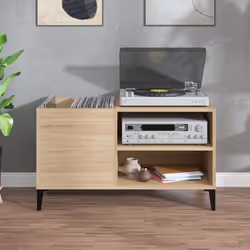 vidaXL Record Cabinet Office Vinyl Storage Cabinet Sideboard Engineered Wood - sonoma oak, 84.5 x 38 x 48 cm - Additional view 2