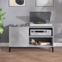 vidaXL Record Cabinet Office Vinyl Storage Cabinet Sideboard Engineered Wood - concrete grey, 84.5 x 38 x 48 cm - Additional view 2