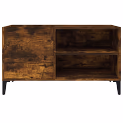 vidaXL Record Cabinet Office Vinyl Storage Cabinet Sideboard Engineered Wood - smoked oak, 84.5 x 38 x 48 cm - Additional view 4