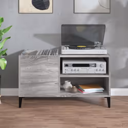 vidaXL Record Cabinet Office Vinyl Storage Cabinet Sideboard Engineered Wood - grey sonoma, 84.5 x 38 x 48 cm - Additional view 2