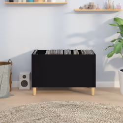 vidaXL Record Cabinet Office Vinyl Storage Cabinet Sideboard Engineered Wood - black - Additional view 2