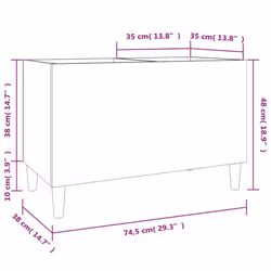 vidaXL Record Cabinet Office Vinyl Storage Cabinet Sideboard Engineered Wood - black - Additional view 3