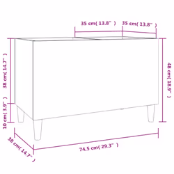 vidaXL Record Cabinet Office Vinyl Storage Cabinet Sideboard Engineered Wood - grey sonoma - Additional view 3