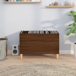 vidaXL Record Cabinet Office Vinyl Storage Cabinet Sideboard Engineered Wood - brown oak - Additional view 2