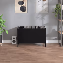 vidaXL Record Cabinet Office Vinyl Storage Cabinet Sideboard Engineered Wood - black - Additional view 2