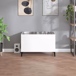 vidaXL Record Cabinet Office Vinyl Storage Cabinet Sideboard Engineered Wood - high gloss white - Additional view 2