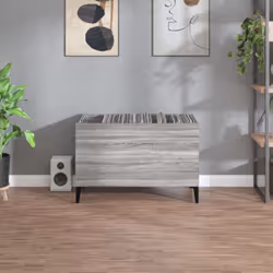 vidaXL Record Cabinet Office Vinyl Storage Cabinet Sideboard Engineered Wood - grey sonoma
