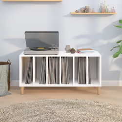 vidaXL Record Cabinet Sideboard Vinyl Storage Cabinet Display Engineered Wood - white