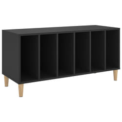 vidaXL Record Cabinet Sideboard Vinyl Storage Cabinet Display Engineered Wood - black