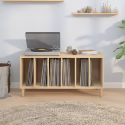 vidaXL Record Cabinet Sideboard Vinyl Storage Cabinet Display Engineered Wood - sonoma oak