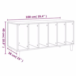 vidaXL Record Cabinet Sideboard Vinyl Storage Cabinet Display Engineered Wood - sonoma oak
