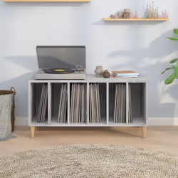 vidaXL Record Cabinet Sideboard Vinyl Storage Cabinet Display Engineered Wood - concrete grey
