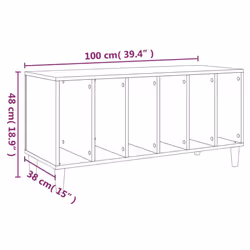 vidaXL Record Cabinet Sideboard Vinyl Storage Cabinet Display Engineered Wood - concrete grey - Additional view 7