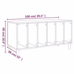 vidaXL Record Cabinet Sideboard Vinyl Storage Cabinet Display Engineered Wood - grey sonoma - Additional view 7
