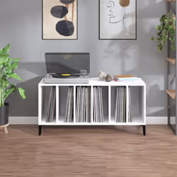 vidaXL Record Cabinet Record Player Stand Sideboard Multi Colours Engineered Wood - white