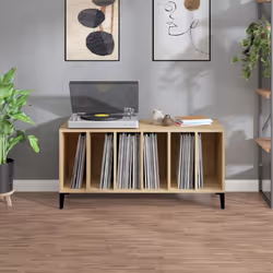 vidaXL Record Cabinet Record Player Stand Sideboard Multi Colours Engineered Wood - sonoma oak