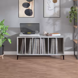 vidaXL Record Cabinet Record Player Stand Sideboard Multi Colours Engineered Wood - concrete grey