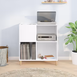 vidaXL Record Cabinet Record Player Stand Sideboard Engineered Wood - white