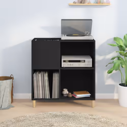 vidaXL Record Cabinet Record Player Stand Sideboard Engineered Wood - black