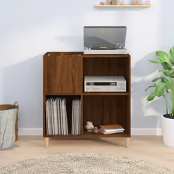vidaXL Record Cabinet Record Player Stand Sideboard Engineered Wood - brown oak