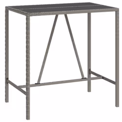 vidaXL Garden Bar Set Bar Table and Chair Poly Rattan and Solid Wood Acacia - grey, 110 cm table length/ 7 piece - Additional view 4