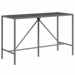 vidaXL Garden Bar Set Bar Table and Chair Poly Rattan and Solid Wood Acacia - grey, 180 cm table length/ 9 piece - Additional view 4