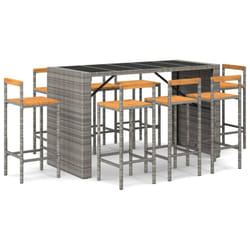 vidaXL Garden Bar Set Bar Table and Chair Poly Rattan and Solid Wood Acacia - grey, 7 piece