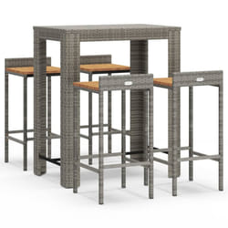vidaXL Garden Bar Set Bar Table and Chair Poly Rattan and Solid Wood Acacia - grey, 5 piece
