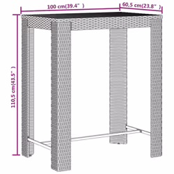 vidaXL Garden Bar Set Bar Table and Chair Poly Rattan and Solid Wood Acacia - grey, 5 piece - Additional view 7