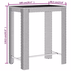 vidaXL Garden Bar Set Bar Table and Chair Poly Rattan and Solid Wood Acacia - grey, 5 piece - Additional view 7