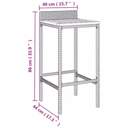 vidaXL Garden Bar Set Bar Table and Chair Poly Rattan and Solid Wood Acacia - grey, 3 piece