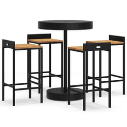 vidaXL Garden Bar Set Bar Table and Chair Poly Rattan and Solid Wood Acacia - black, 5 piece