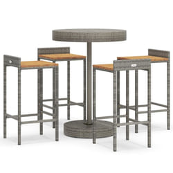vidaXL Garden Bar Set Bar Table and Chair Poly Rattan and Solid Wood Acacia - grey, 5 piece