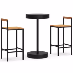vidaXL Garden Bar Set Bar Table and Chair Poly Rattan and Solid Wood Acacia - black, 3 piece