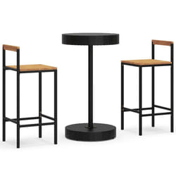 vidaXL Garden Bar Set Bar Table and Chair Poly Rattan and Solid Wood Acacia - black, 3 piece