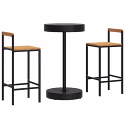 vidaXL Garden Bar Set Bar Table and Chair Poly Rattan and Solid Wood Acacia - black, 3 piece
