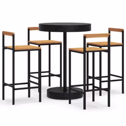 vidaXL Garden Bar Set Bar Table and Chair Poly Rattan and Solid Wood Acacia - black, 5 piece