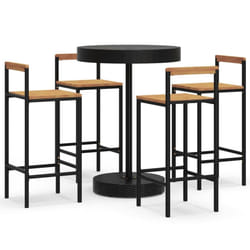 vidaXL Garden Bar Set Bar Table and Chair Poly Rattan and Solid Wood Acacia - black, 5 piece