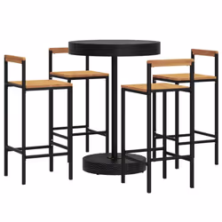 vidaXL Garden Bar Set Bar Table and Chair Poly Rattan and Solid Wood Acacia - black, 5 piece