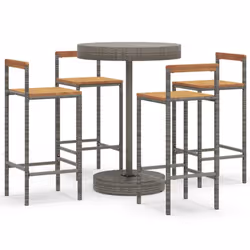 vidaXL Garden Bar Set Bar Table and Chair Poly Rattan and Solid Wood Acacia - grey, 5 piece