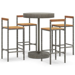 vidaXL Garden Bar Set Bar Table and Chair Poly Rattan and Solid Wood Acacia - grey, 5 piece
