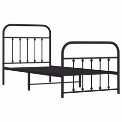 vidaXL Metal Bed Frame Bedroom Bed Base Bedstead Metal Matress Foundation - black, 90 x 190 cm/with headboard & footboard - Additional view 4