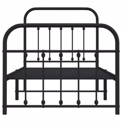 vidaXL Metal Bed Frame Bedroom Bed Base Bedstead Metal Matress Foundation - black, 90 x 190 cm/with headboard & footboard - Additional view 5