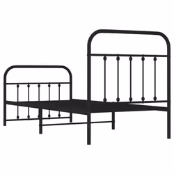 vidaXL Metal Bed Frame Bedroom Bed Base Bedstead Metal Matress Foundation - black, 90 x 190 cm/with headboard & footboard - Additional view 7