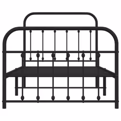 vidaXL Metal Bed Frame Bedroom Bed Base Bedstead Metal Matress Foundation - black, 100 x 190 cm/with headboard & footboard - Additional view 5