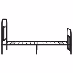 vidaXL Metal Bed Frame Bedroom Bed Base Bedstead Metal Matress Foundation - black, 100 x 190 cm/with headboard & footboard - Additional view 6