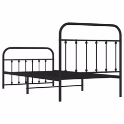 vidaXL Metal Bed Frame Bedroom Bed Base Bedstead Metal Matress Foundation - black, 100 x 190 cm/with headboard & footboard - Additional view 7