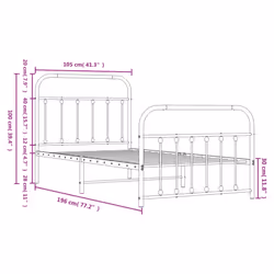 vidaXL Metal Bed Frame Bedroom Bed Base Bedstead Metal Matress Foundation - black, 100 x 190 cm/with headboard & footboard - Additional view 8