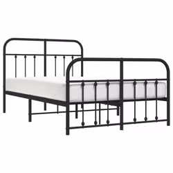 vidaXL Metal Bed Frame Bedroom Bed Base Bedstead Metal Matress Foundation - black, 120 x 190 cm/with headboard & footboard - Additional view 2